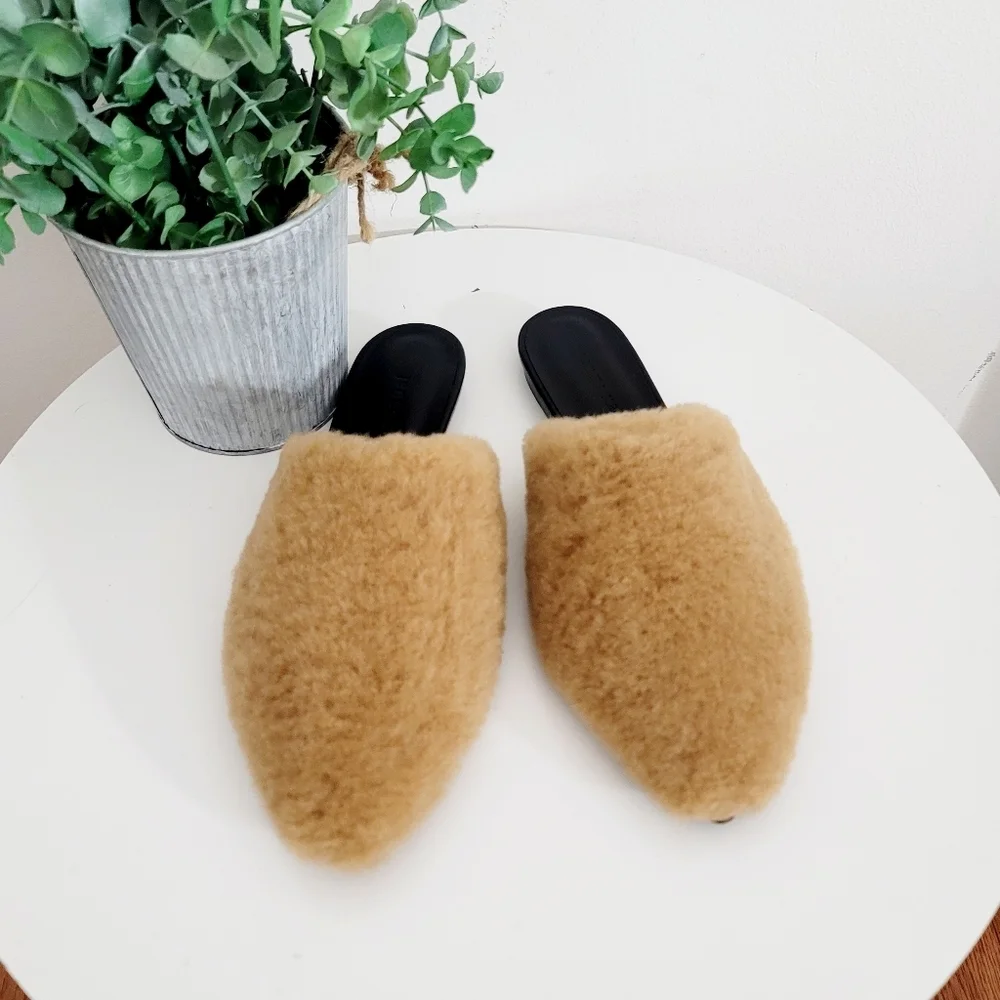 Jenni Kayne shearling mules in natural NWOB - Picture 6 of 12
